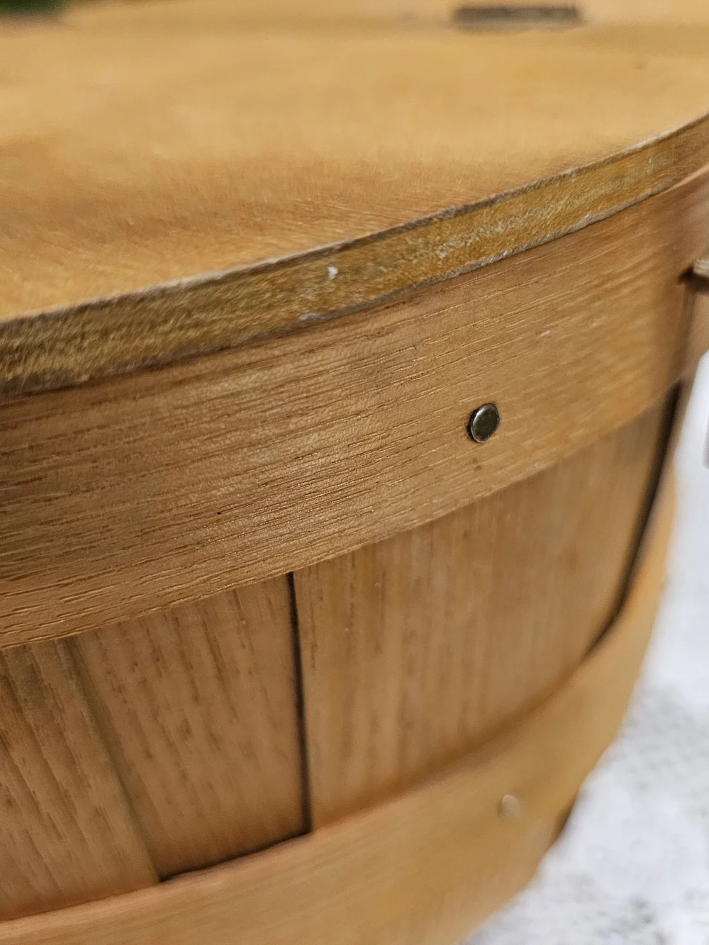 Anniversary Edition Natural Wood Gathering Basket with Lid Peterboro 1854-2004